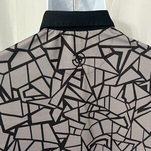 Galvin Green Men's gray and black abstract detail short sleeve golf polo shirt S